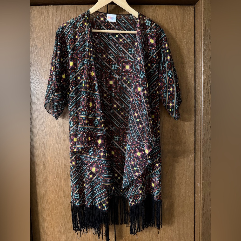 LuLaRoe Multicolor Geometric Kimono